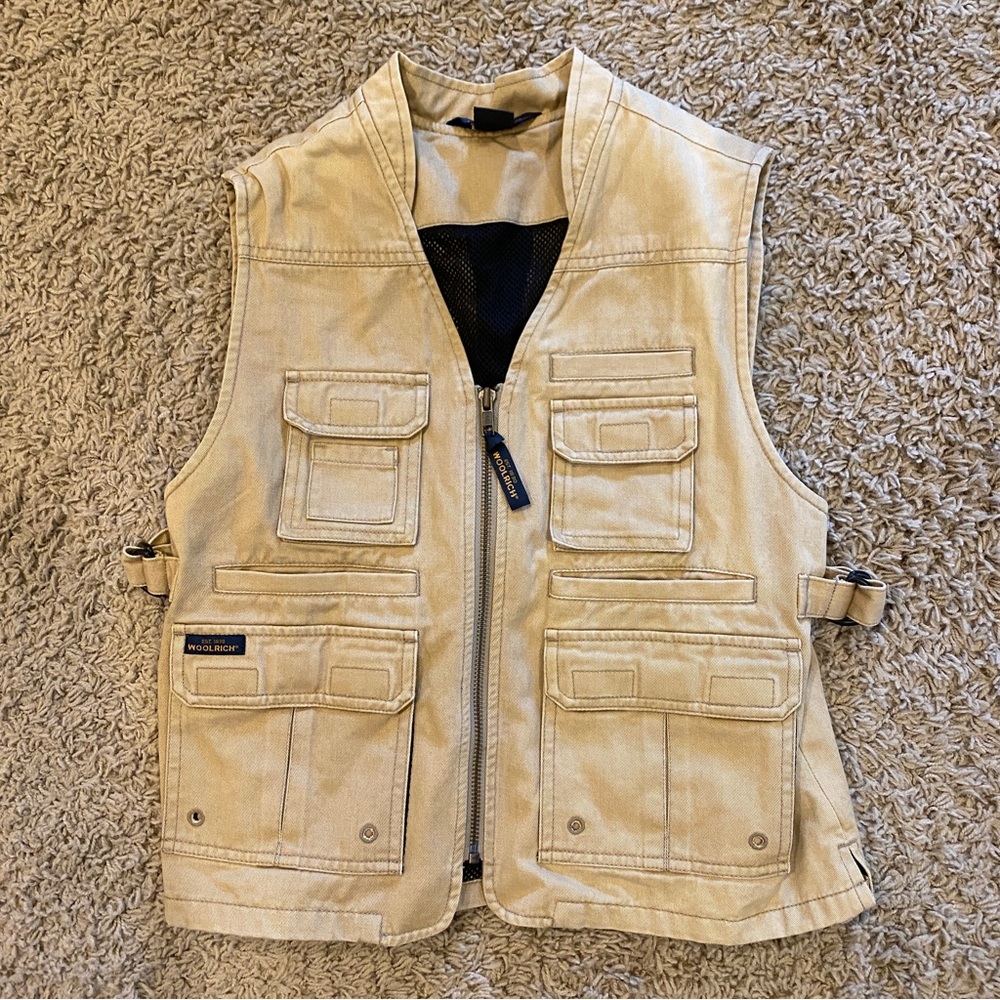Woolrich boys fishing vest khaki medium